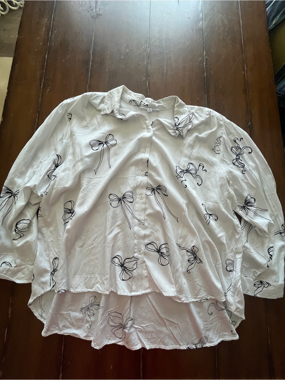 Jane and Delancey White Blouse with Black Bow Print